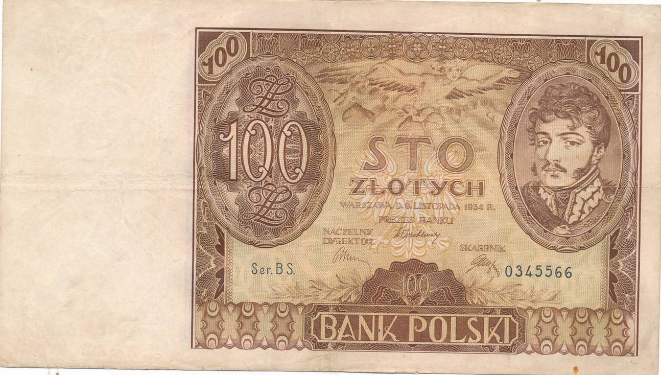 Polen 100 Zlotych 1934 Geldschein Banknote Sto Polskich III | MA-Shops