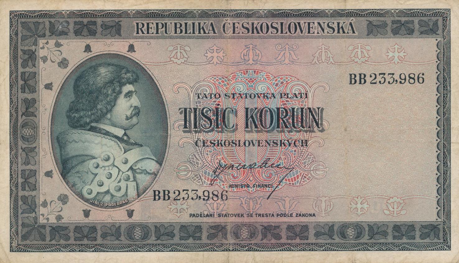tschechoslowakei-1000-korun-1945-geldschein-banknote-ceskoslovenska-iii