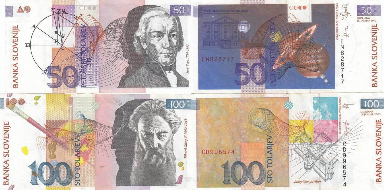 Slowenien 50 100 Tolarjev Tolar 1992 2003 Geldschein Banknote 2