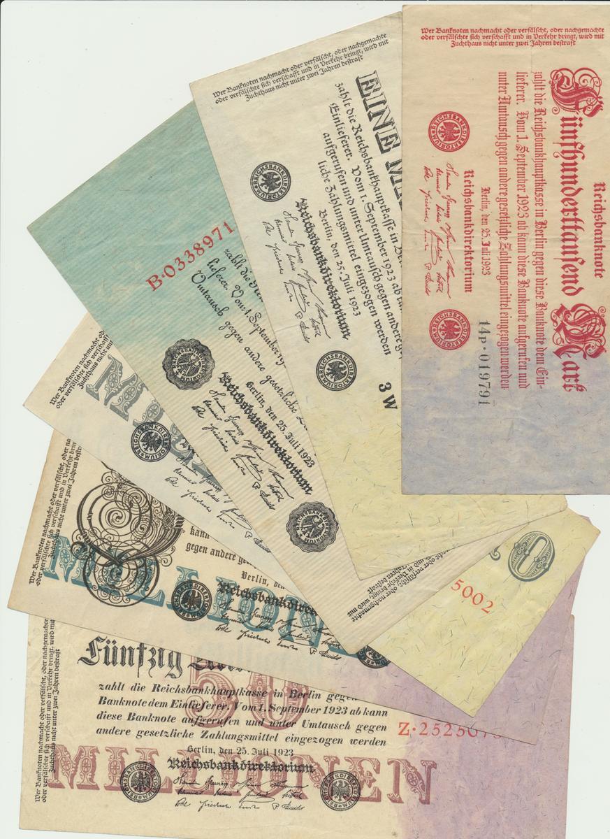 Reproduktion 2 Reichsbanknoten 20 & 50 Mark – Pick 63 + 64, Ausgabe 1915-1918 | Sammlerstück