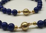 Armband Collier 2 teiliges Set Lapislazuli Damenarmband Kette 585er Gold 14 Karat getragen, mit Gebrauchsspuren