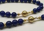 Armband Collier 2 teiliges Set Lapislazuli Damenarmband Kette 585er Gold 14 Karat getragen, mit Gebrauchsspuren
