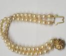 Perlenschmuck Perlenarmband 2 reihiges Armband 8K 333er Gold Verschluß, Akoya Perlen getragen, mit Gebrauchsspuren
