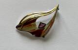 Bicolour Brosche mit Amethyst 925er Sterling Silber Silberschmuck