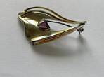 Bicolour Brosche mit Amethyst 925er Sterling Silber Silberschmuck