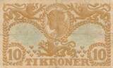Dänemark 10 Kronen Kroner 1943 Banknote IV, stark gebraucht.