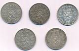 5x 2 1/2 Gulden 1959 1960 1962 Juliana Niederlande, 720er Silber Münzen Lot ss-vz