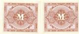 3. Reich, Deutschland, Alliierte Besatzung 2x 5 Mark Besatzungsgeld 1944 US-Druck mit Geheimzeichen F, KN 9 stellig, folgende Serien Nr. unc