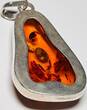 Silberschmuck 925er Silber Vintage Größe Bernstein Moderne Silber Anhänger getragen und befindet sich in einem guten Zustand
