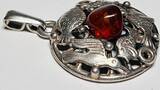 Silberschmuck 835er Silber Art deco Fischland Bernstein Karpfen See Möwen Seestern Anhänger getragen und befindet sich in einem guten Zustand