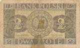 Polen 2 Zlotych Zloty 1936 Banknote IV, stark gebraucht.