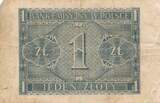 Polen 1 Zlotych Zloty 1941 Banknote IV, stark gebraucht.