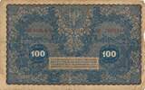 Polen 100 Marek 1919 Banknote IV, stark gebraucht. Riss