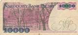 Polen 10.000 Zlotych 1988 Banknote III-, stark gebraucht