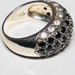 Silberschmuck 925er Silber Silberring mit weißen und schwarzen Steinen, Silberring getragen und befindet sich in einem guten Zustand