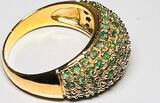Silberschmuck 925er Silber Silberring mit grünen Steinen, Goldfarbener Silberring getragen und befindet sich in einem guten Zustand