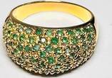 Silberschmuck 925er Silber Silberring mit grünen Steinen, Goldfarbener Silberring getragen und befindet sich in einem guten Zustand