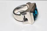 Silberschmuck 925er Silber JETTE Silberring blauer Stein, Silberring mit Blaustopas getragen und befindet sich in einem guten Zustand