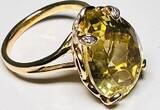 Silberschmuck 925er Silber Zitrone Teardrop Solitär Silberring, Ring Grün-Gold getragen und befindet sich in einem guten Zustand