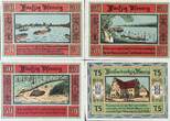 Deutschland, Deutsches Reich 3 x 50 Pfennig, 1 x 75 Pfennig 1921 4 x Notgeldschein, Stadt Aken/Elbe I- bis II-