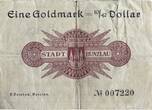 Deutschland, Deutsches Reich Eine 1 Goldmark(10/42 Dollar) 1923 1 x Notgeldschein, Notgeld der Stadt Bunzlau Bolesławiec Schlesien III-IV
