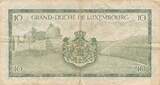 Luxembourg/Luxembourg 10 Francs (1955) Banknote IV, stark gebraucht.