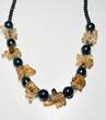 Collier Kette Hämatit- Stein- Halskette mit Tigereye Blumen, Magnetverschluss Halskette getragen und befindet sich in einem guten Zustand
