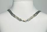 Silberschmuck 925er Silber Geflochtene 925er Silber Halskette- tricolor Italy Schmuck getragen und befindet sich in einem guten Zustand