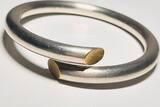 Silberschmuck 925er Silber Chunky Sterling Silber Armband, Silberarmband Amreif getragen und stark gebraucht