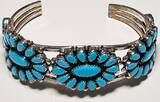 Silberschmuck 925er Silber Vintage Zuni Alice Quam Turquoise Silber Aarmband getragen und leicht gebraucht