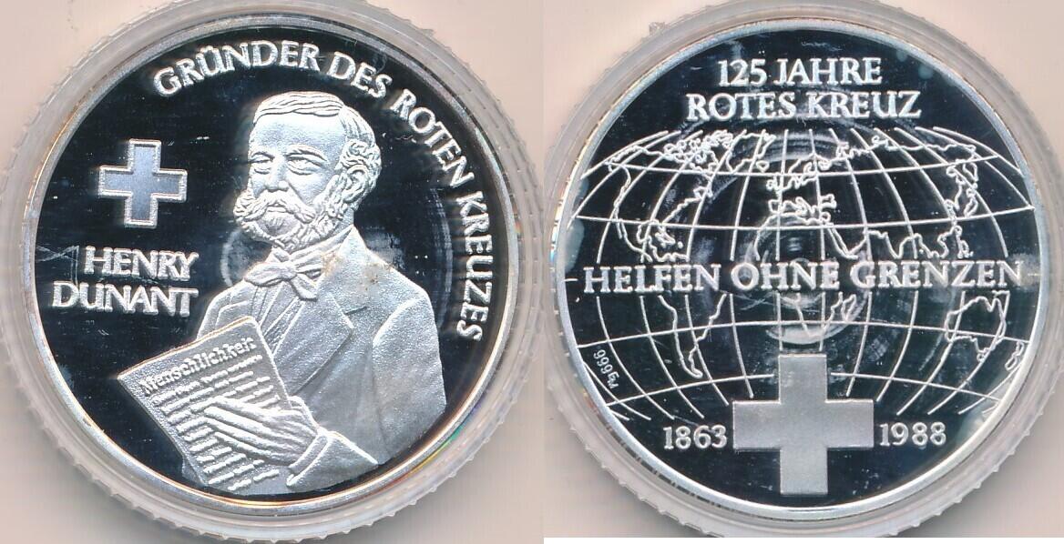 Deutschland Silbermedaille 1863 1988 125 Jahre Rotes Kreuz Hennry