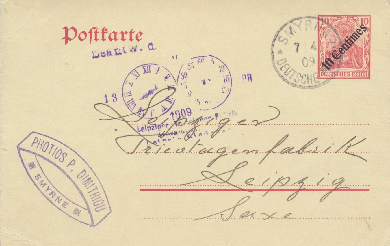 Türkei Deutschland Postkarte von Smyrna nach Leipzig izmir | MA-Shops
