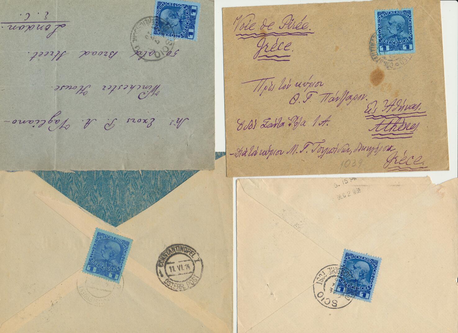 4 Alte Briefumschl ge Mit Briefmarke Fr Jos 1 Piaster Um 1910 MA Shops