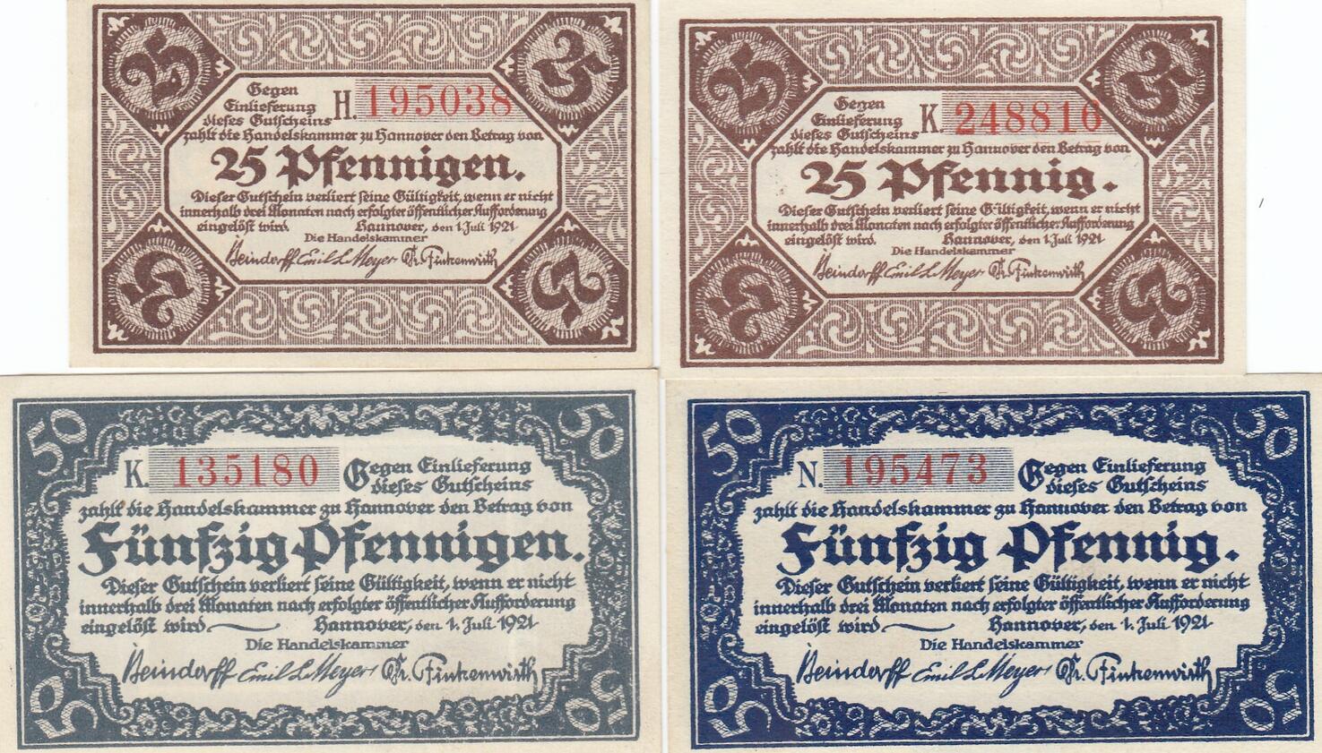 Deutschland Deutsches Reich 25 50 Pfennig 1921 Notgeldschein Notgeld Handelskammer Hannover Deutschland Deutsches Reich 25 50 Pfennig 1921 Notgeldschein Notgeld Handelskammer Hannover