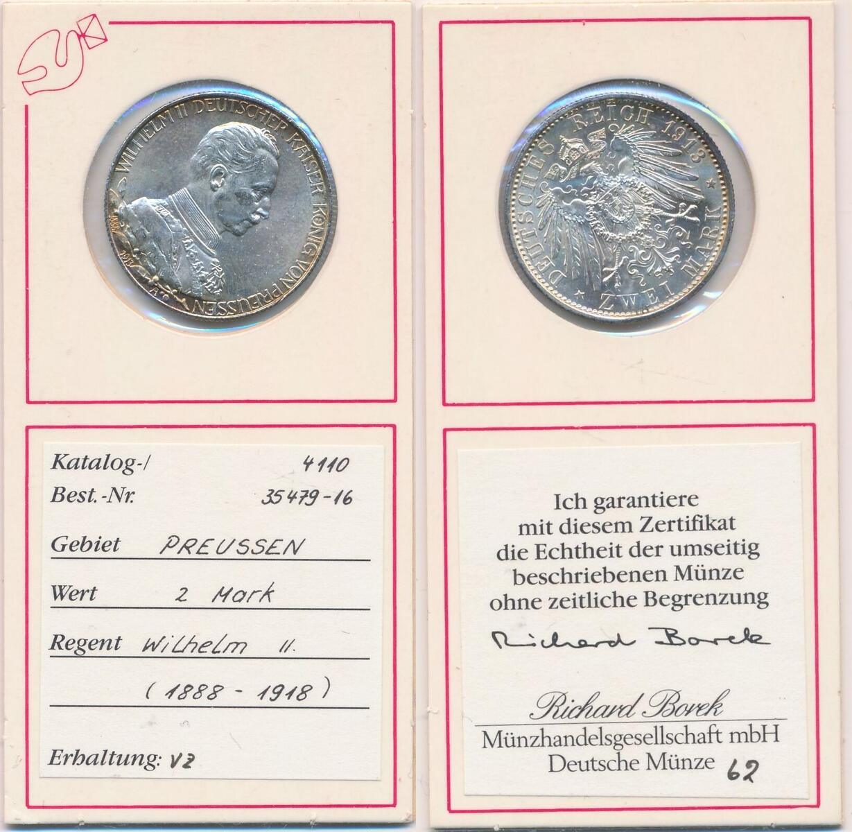 Deutschland Deutsches Reich 2 Mark 1913 Münze Kaiserreich Preußen Wilhelm II. (18881918