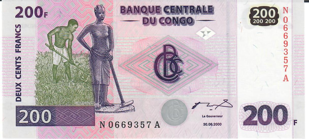 Kongo 200 Deux Cents Francs 2000 Banknote Geldschein Unc MA Shops kongo-200-deux-cents-francs-2000-banknote-geldschein-unc-ma-shops
