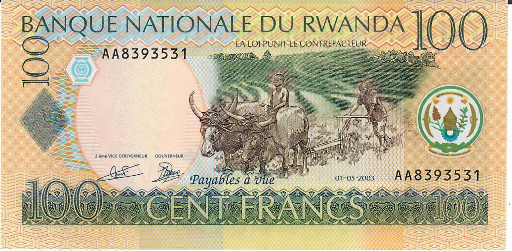 Ruanda 100 Cent Francs 2003 Banknote Geldschein Unc MA Shops ruanda-100-cent-francs-2003-banknote-geldschein-unc-ma-shops