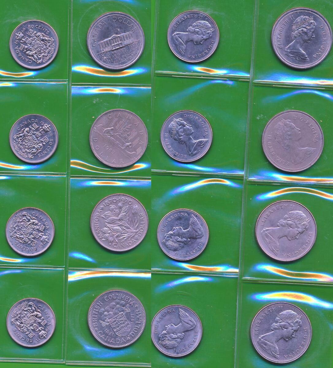 Canada 4x 50 Cents 4x 1 Dollar 1968 1970 1971 1973 1981 M nzen Lot 8 canada-4x-50-cents-4x-1-dollar-1968-1970-1971-1973-1981-m-nzen-lot-8