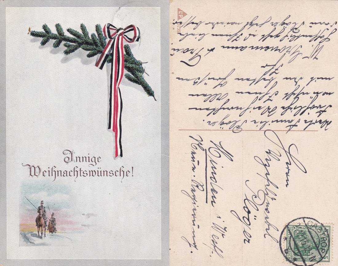 AK "Innige Weihnachtswünsche" 24.12.15 (1915) Castrop Rauxel gelaufen