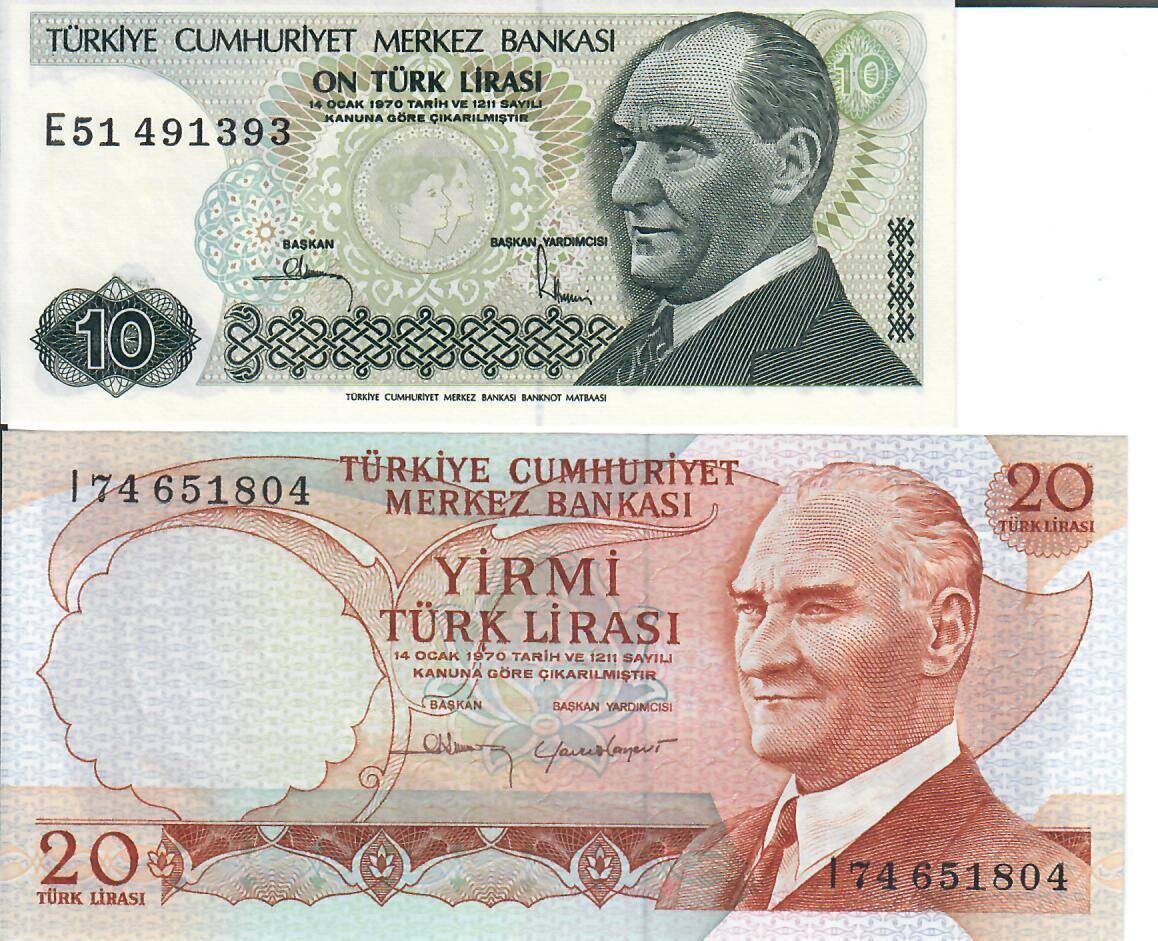 Kann Man Alte Türkische Lira Noch Umtauschen Türkei Banknote Geldscheine 10,20 Lira (unc 1970-79) 2 Scheine | MA-Shops