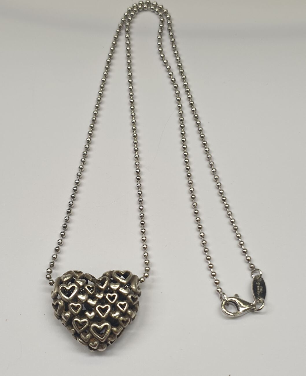 Silberkette 925er Silber getragen, | Engelsrufer Italy 1998 Herz mit mit Anhänger, MA-Shops Kette Designerschmuck Herzanhänger Kette Gebrauchsspuren