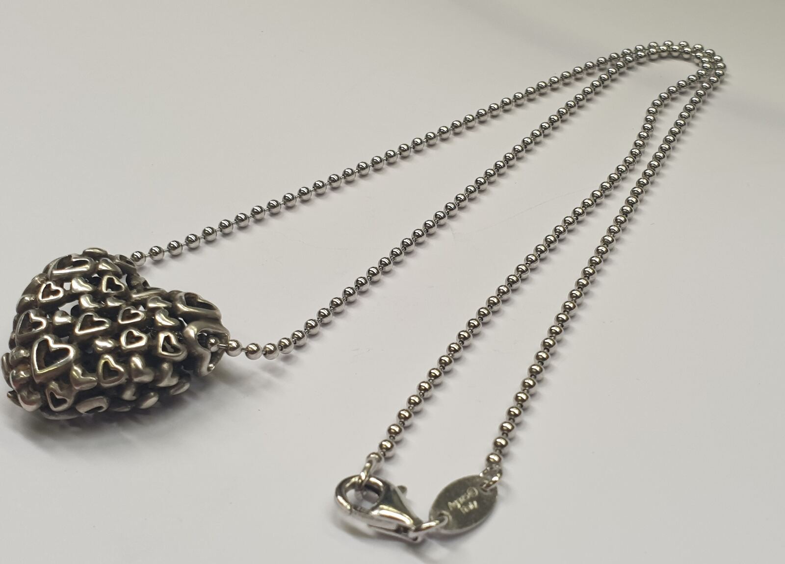 Gebrauchsspuren Designerschmuck Silber Kette 925er Silberkette Herzanhänger mit Kette 1998 Italy | Engelsrufer Anhänger, getragen, Herz mit MA-Shops