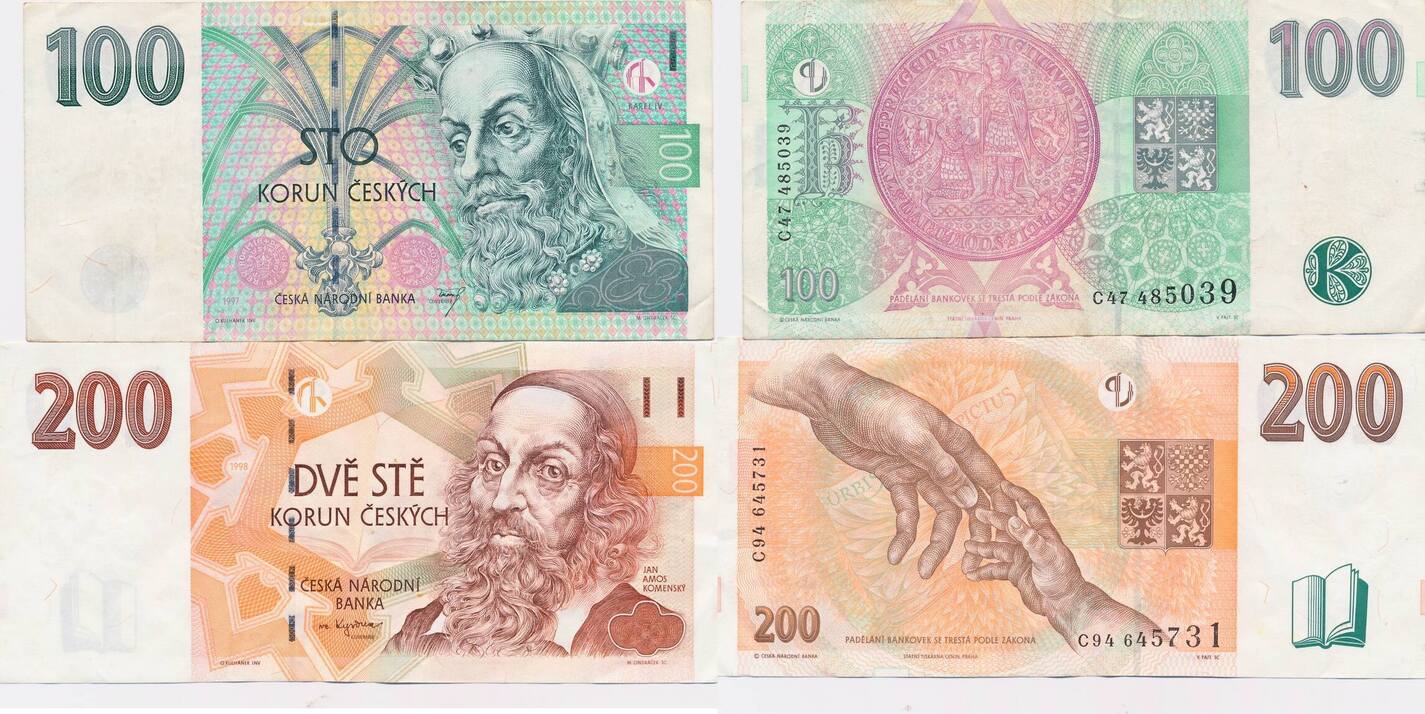 Tschechische Republik, Tschechien 100 200 Korun 1993 1997 Geldschein ...