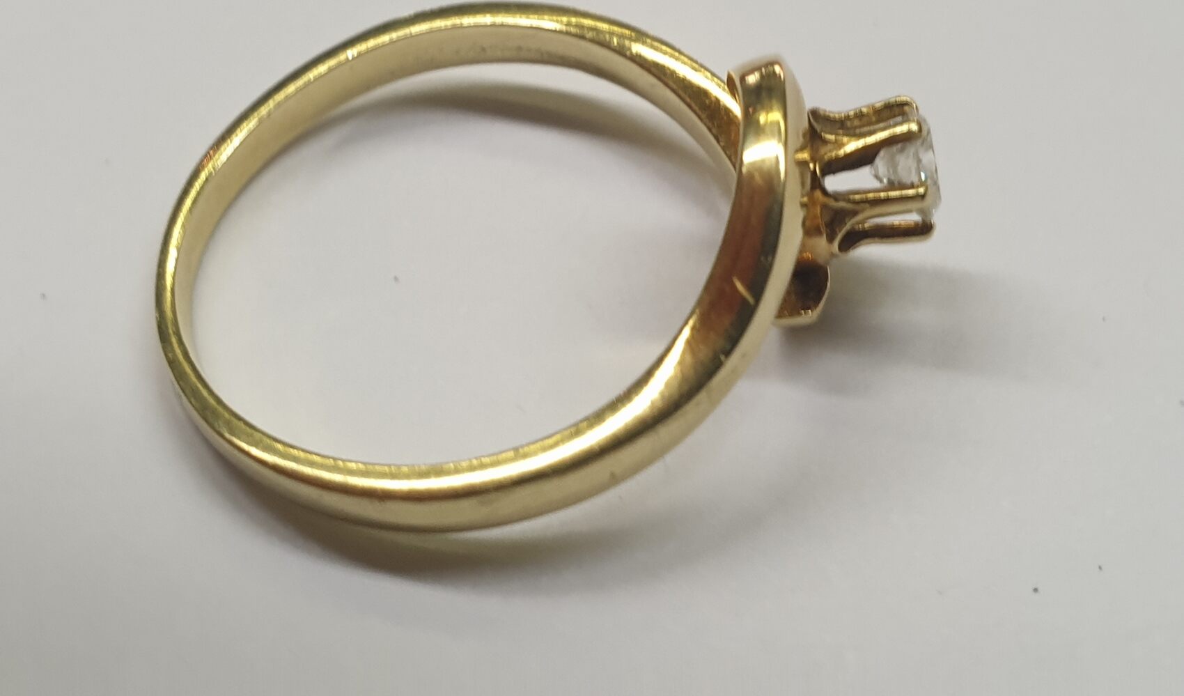 Goldschmuck 14 K Gold Ring mit Brillant 0,12 Ct 585 er Damenrring