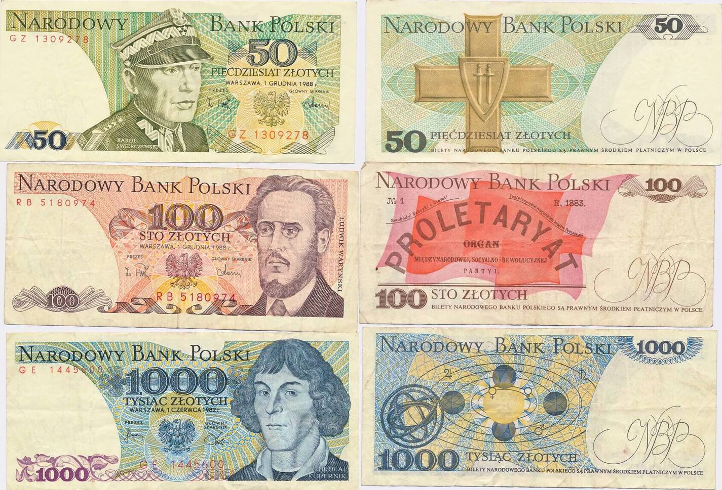Polen 50 100 1000 Zloty 1982 1988 3 Scheine III MA Shops