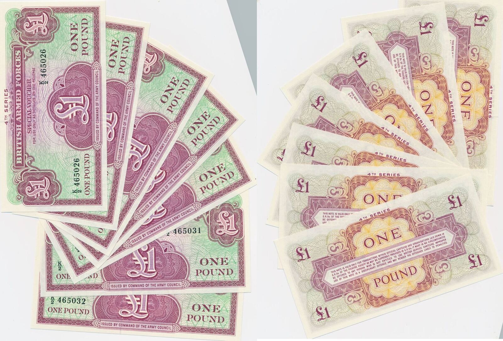 thumbnail image 2 of SET Of 3 Great Britain One Pound Notes - Armed Forces Series, Uncirculated (1948-1962) 2 of 12