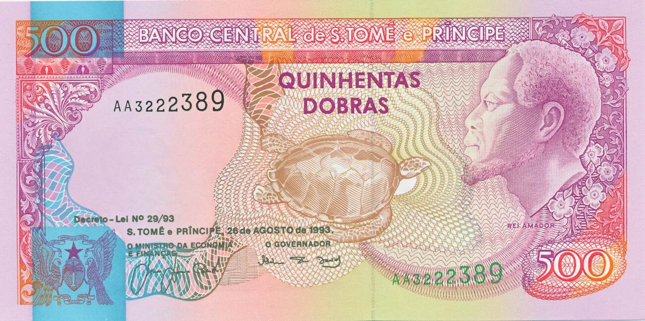 Sao Tome Principe 500 Dollars 1992 1993 Geldschein Banknote Saint 
