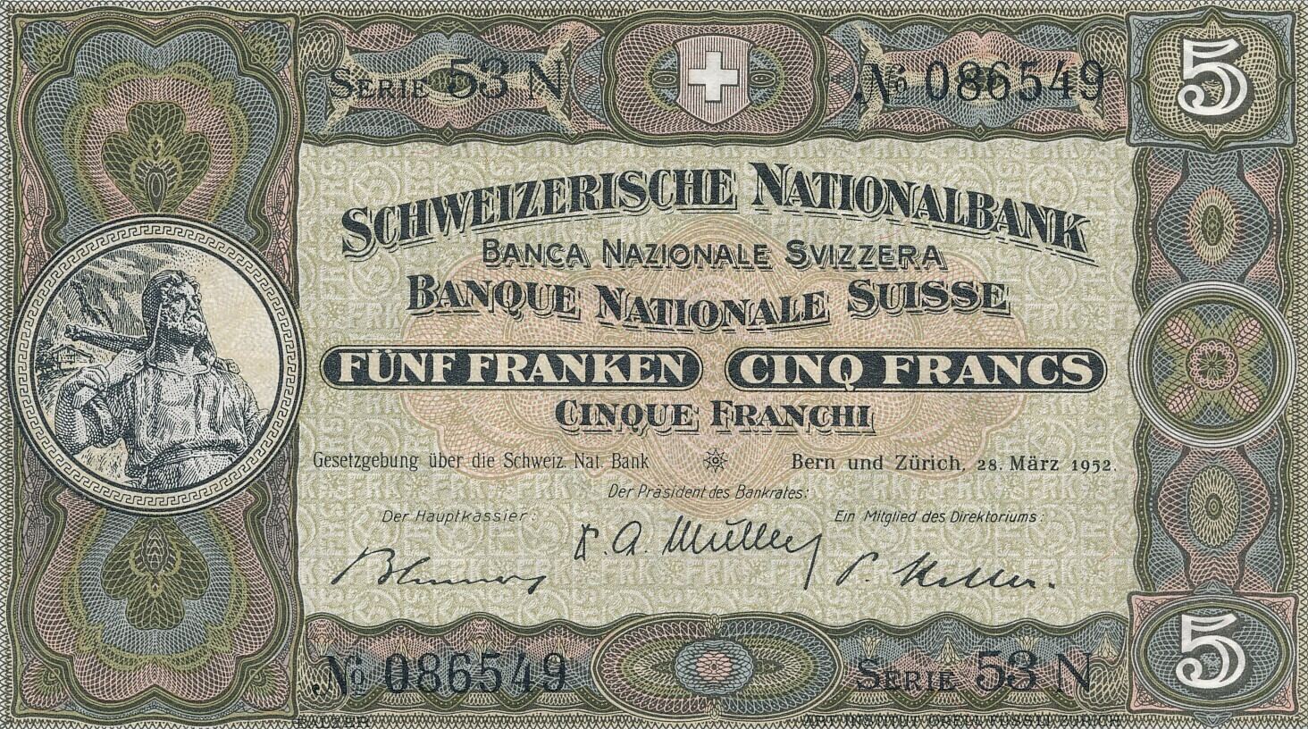 Schweiz 5 Franken 1952 Unc MA Shops schweiz-5-franken-1952-unc-ma-shops
