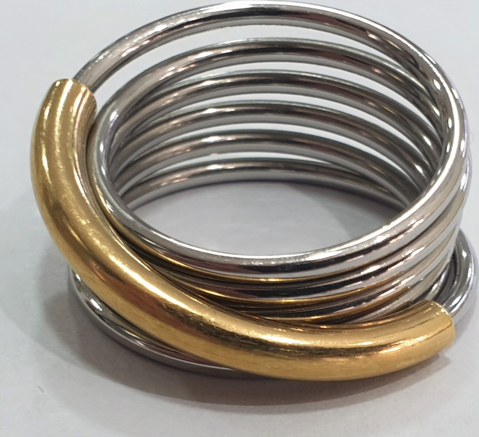 Goldschmuck, Stahlring 14K 858er Gold Ring + Stahl Goldring Federring ...