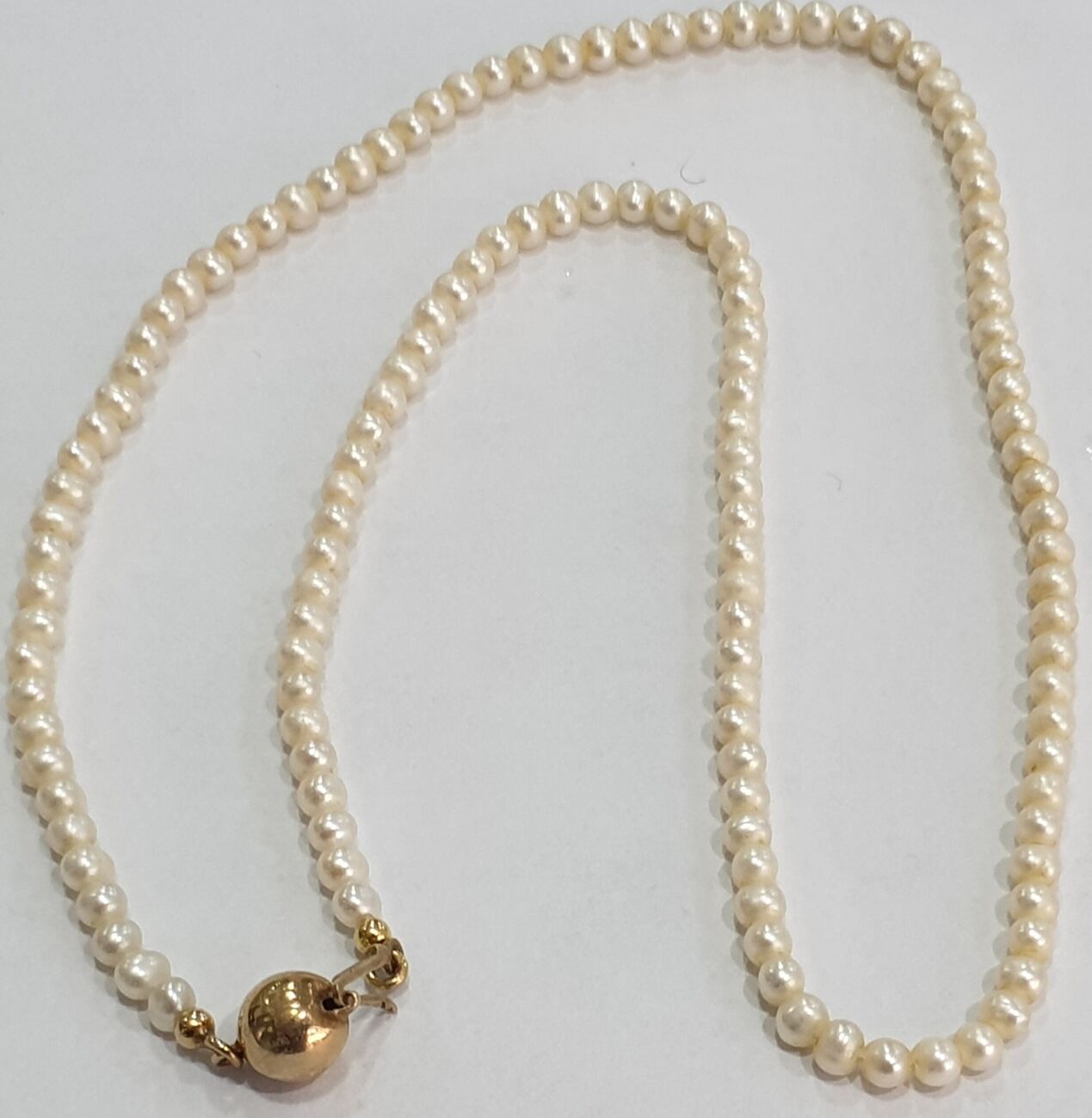 Perlenschmuck Feine Gold | Perlenkete, Gebrauchsspuren normalen mit Süßwasserperlen Verschluß, MA-Shops 375er Perlencollier